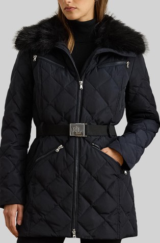 Prešita puhovka z umetnim krznom