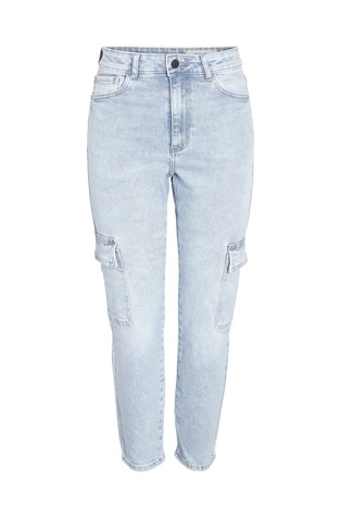 NOISY MAY NMMONI cropped cargo jeans hlače Modra - Light Blue Denim 6