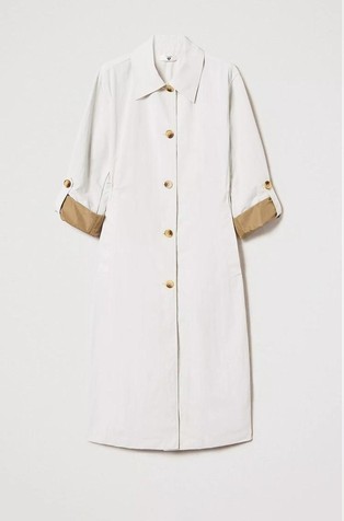 Long tear-repellent nylon parka with contrast details