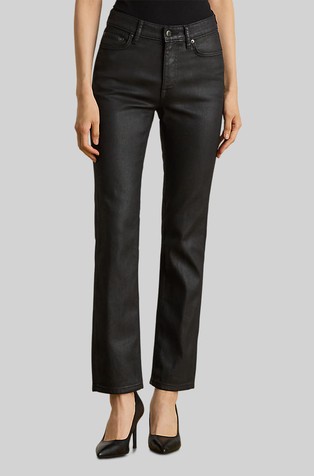 Coated high-rise ankle jean