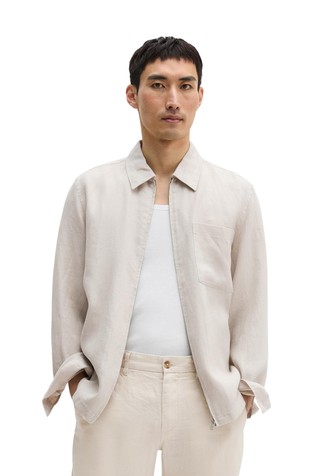 Regular fit linen overshirt