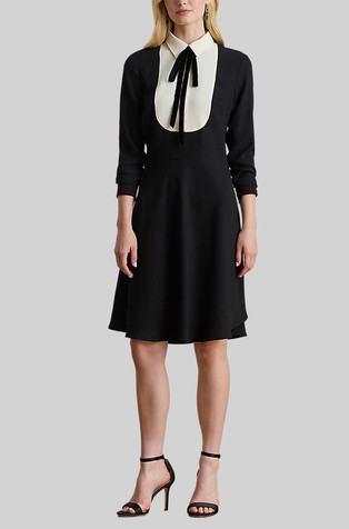 Georgette Tie-Neck Shirt Dress
