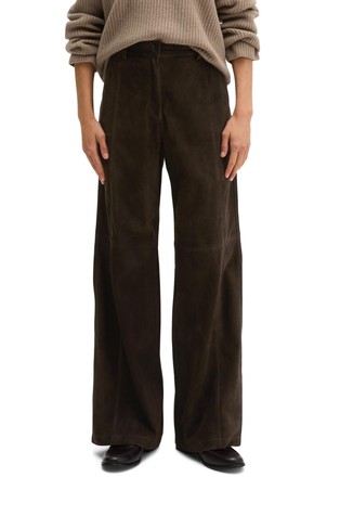Wide-leg suede trousers