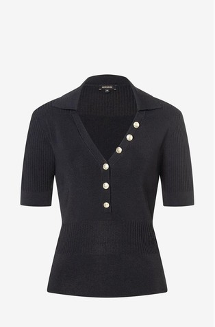 Knitted polo shirt with buttons