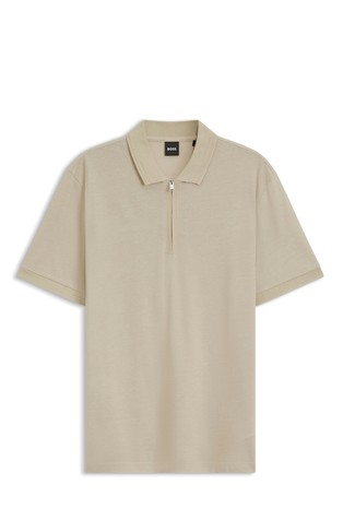 Cotton-blend polo shirt with zip placket