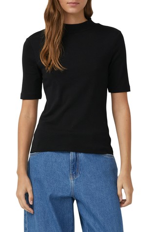 Slim fit bombažna majica s kratkimi rokavi