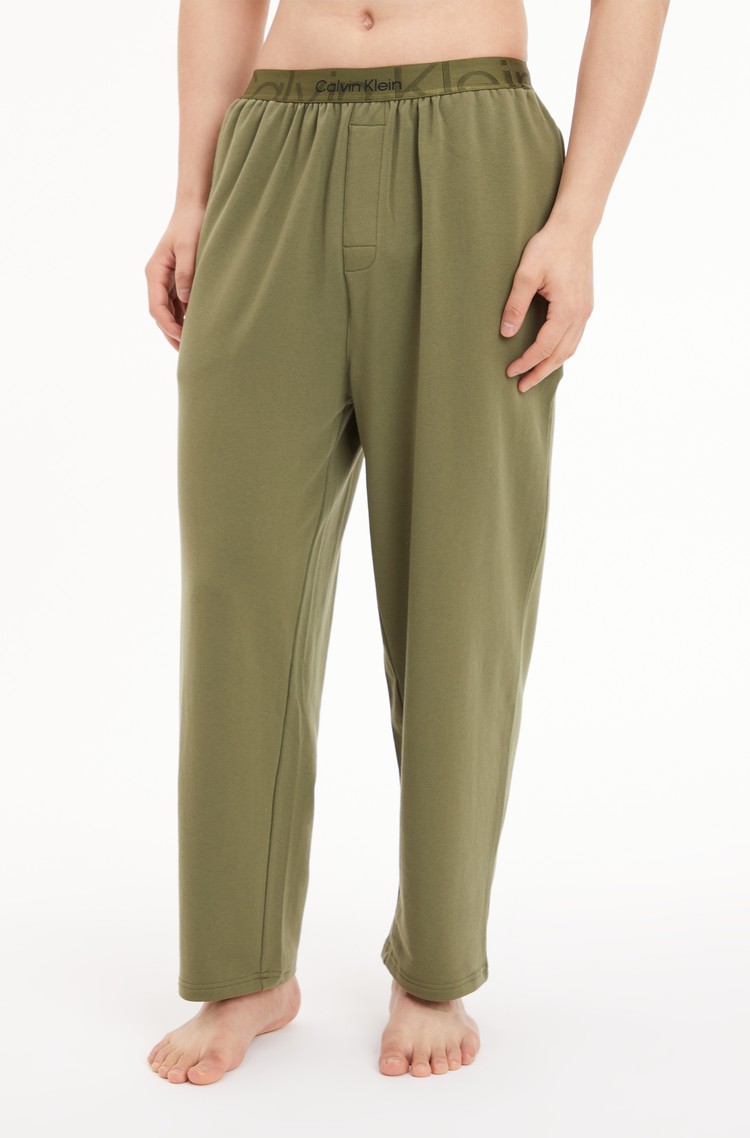 CALVIN KLEIN Spodnji del pižame - Embossed Icon Zelena - Green 