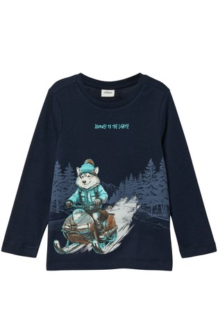 Long-sleeved cotton tee with front print