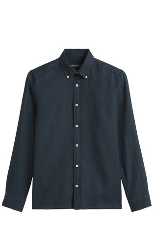 MARC O'POLO Shirt shaped made from pure linen Dark Blue 4