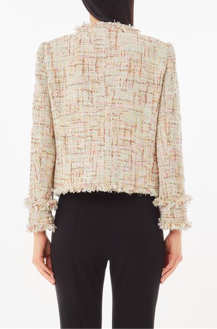 LIU JO Multi-colored raw-cut bouclé jacket Beige / Multi 2
