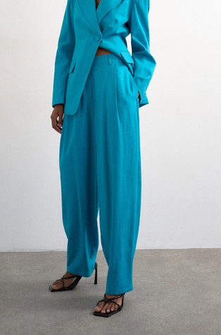 TSLYNN wide pleated trousers in linen and viscose