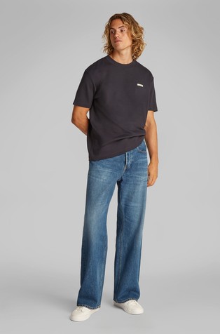 CALVIN KLEIN Majica iz raztegljivega bombaža z logo našitkom Črna - Black 3