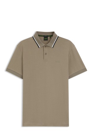 Slim fit bombažna polo majica s kratkimi rokavi