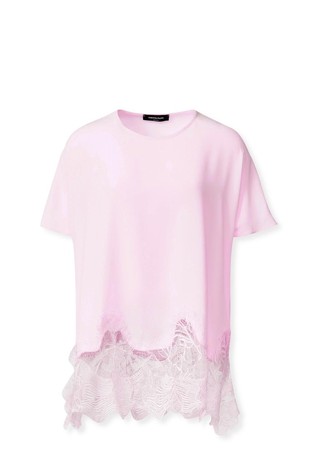 Majica s čipko iz krep mešanice s svilo