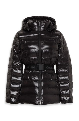 Shiny Belted Puffer Jacket
