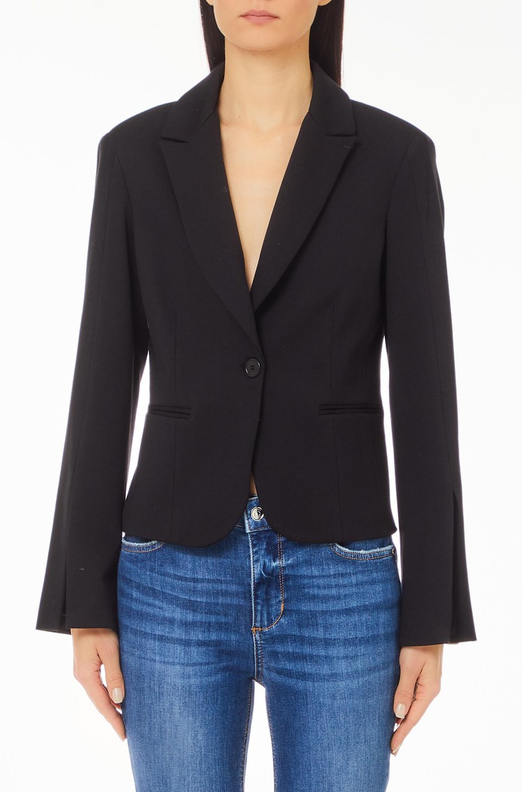 LIU JO Stretch viscose-blend blazer with single-breasted closure Black 