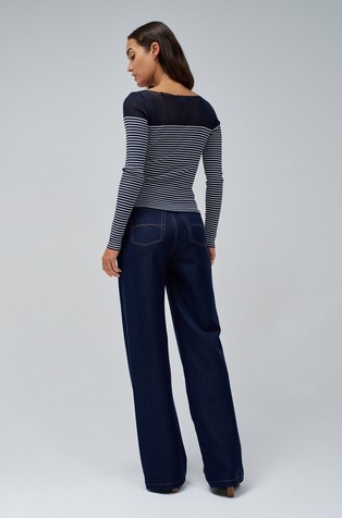 SALSA JEANS Sweater with transparency Blue / White 3