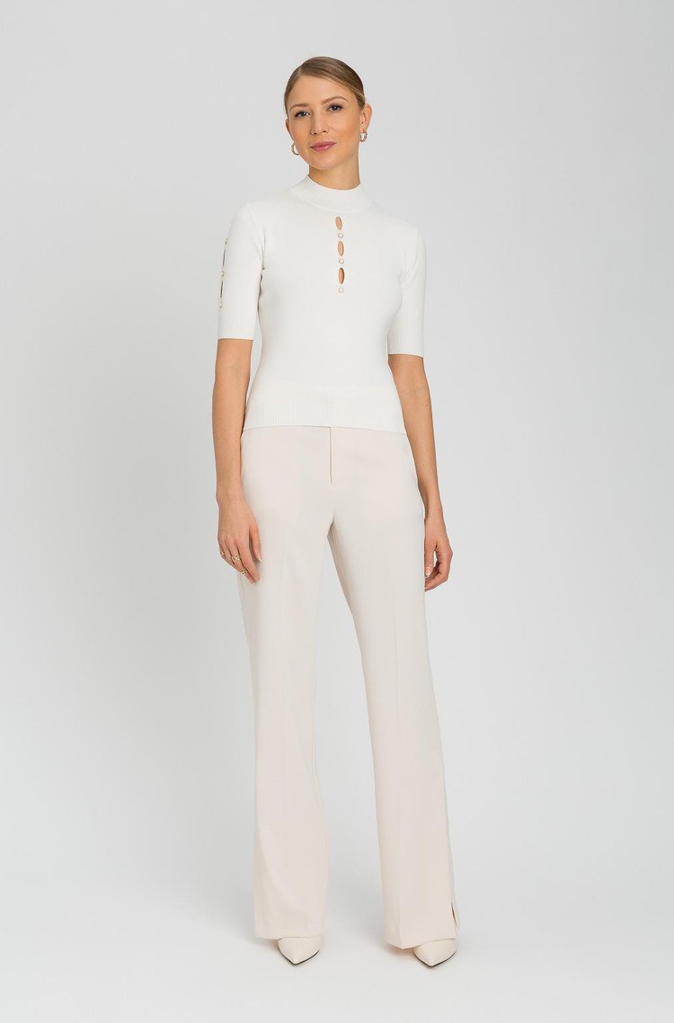 TWINSET Turtleneck jumper with cut-outs and studs Snow 