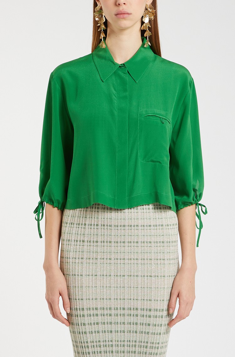 MARELLA Cropped silk blouse Green 