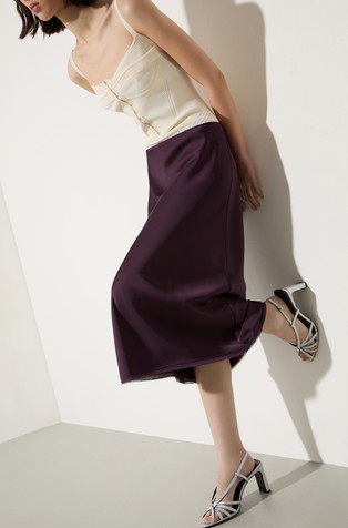 Fluid satin midi skirt
