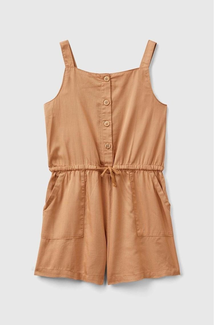 BENETTON Pajac iz viskozne mešanice z zatezno vrvico Rjava - Brown 