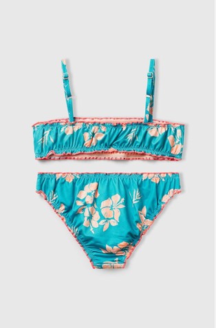 BENETTON Bikini with floral print Blue Patterned 2