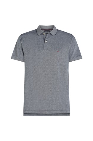 TOMMY HILFIGER Regular fit polo majica z žakarskim mikro vzorcem Modra - Blue 5