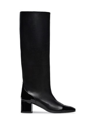 Usnjeni škornji z lakastimi vstavki