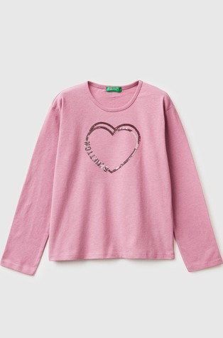 Bombažna majica z dolgimi rokavi in bleščicami