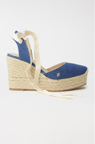 Denim sandali s polno peto in zasnovo espadril