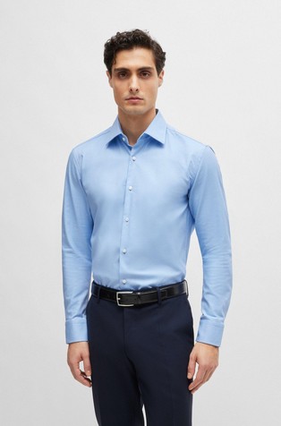 Easy-iron slim-fit shirt in stretch-cotton twill