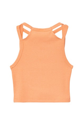S.OLIVER Cropped rebrast top z izrezanimi detajli Oranžna - Orange 2