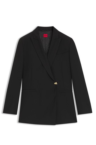 Regular-fit waisted blazer with wrap front