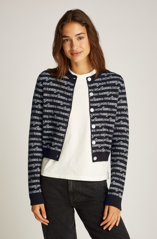 All-Over Logo Cropped Slim Cardigan
