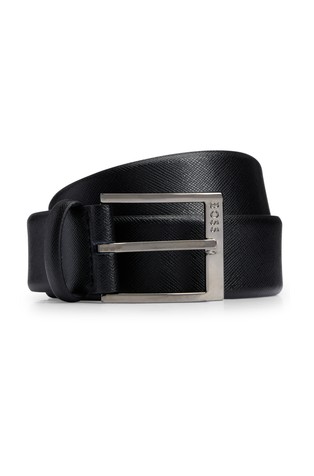 Logo-buckle belt in printed leather