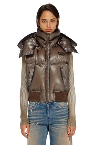 Down vest with detachable hood