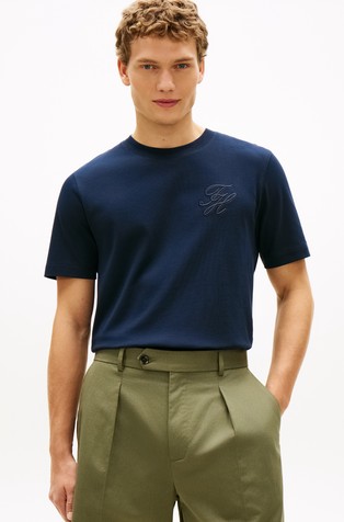 Bombažna majica s kratkimi rokavi in vezenim logotipom