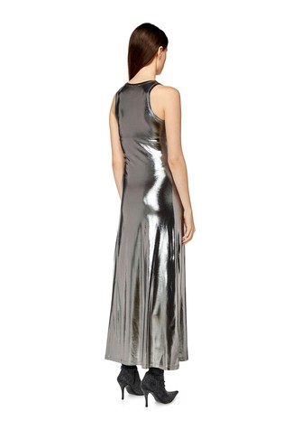 DIESEL Midi dress in metallic stretch jersey Silver 2