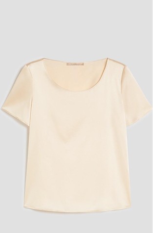 Majica s kratkimi rokavi iz raztegljive svile