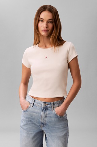 Slim Ribbed Cotton Badge T-shirt