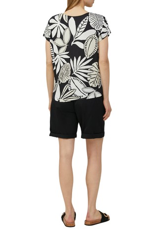 S.OLIVER Patterned T-shirt in stretch viscose Black / White 2