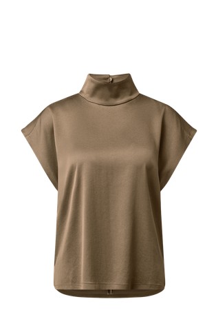 Shirt blouse with stand-up collar in satin