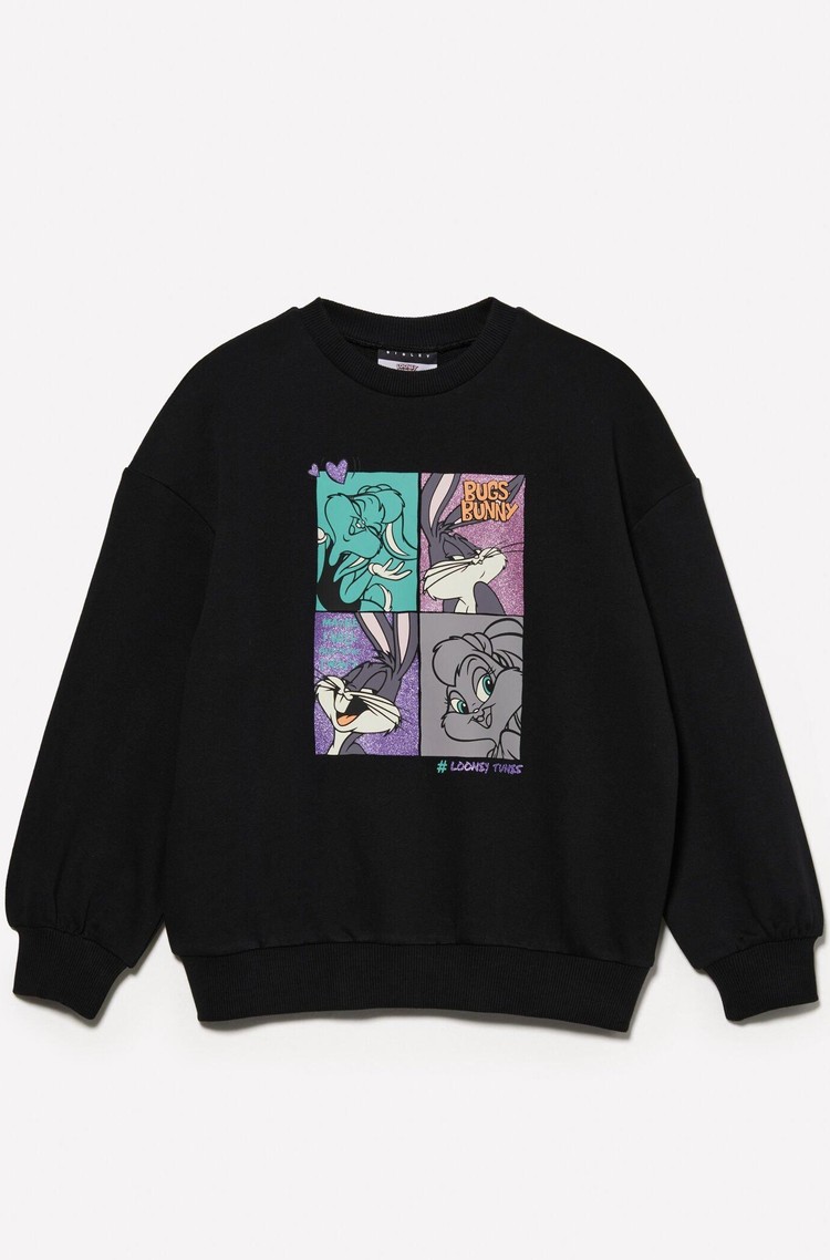 SISLEY Cotton sweatshirt with print Black 