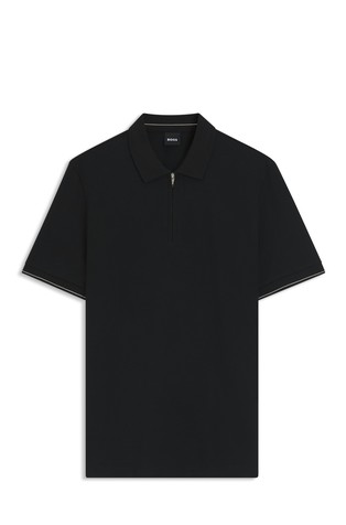 Regular-fit polo with half zip