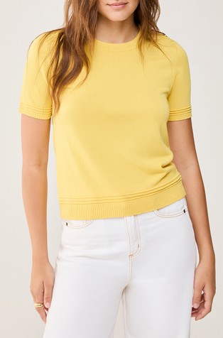 Pletena majica s kratkimi rokavi iz viskozne mešanice