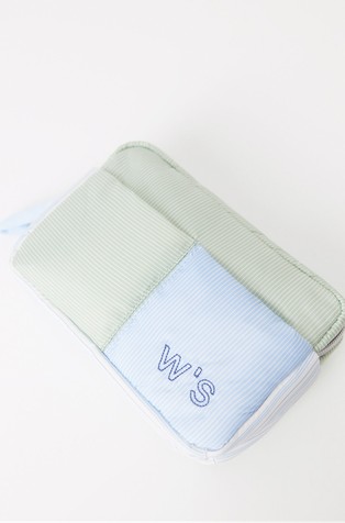WOMEN'SECRET Medium nylon toiletry bag with striped print Green / Blue 4