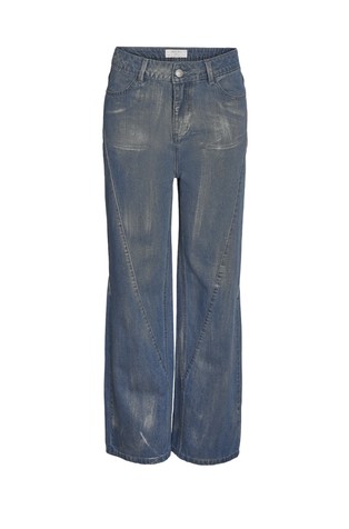 NMZOE povoskane jeans hlače s srebrnim leskom