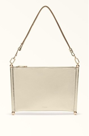 Pisemska torbica za čez ramo iz kovinsko svetlečega usnja