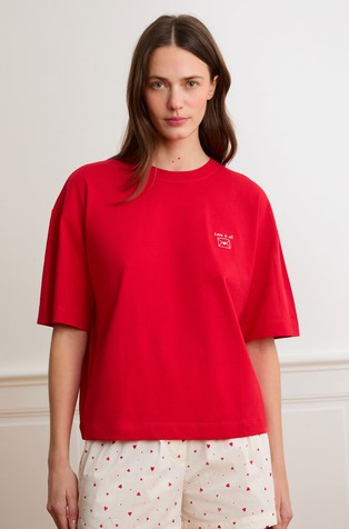 Lettera bombažna majica s kratkimi rokavi in vezenino