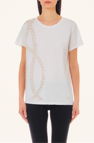 Relaxed fit majica z mini neti
